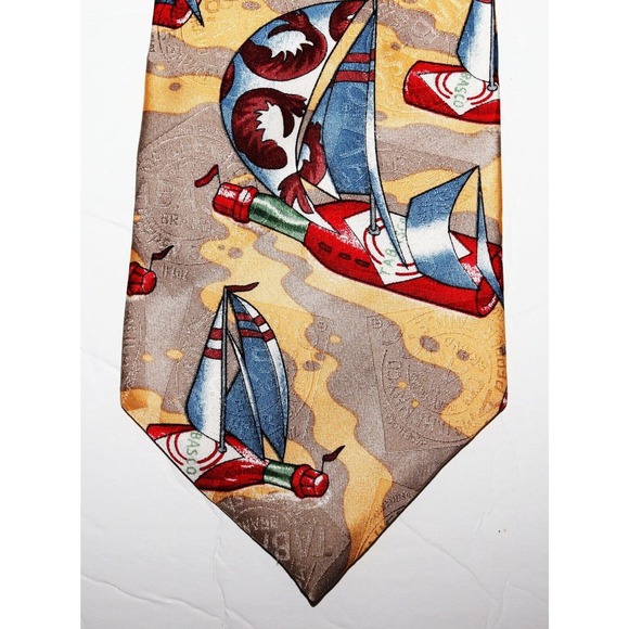 Tabasco Men's Tabasco Sauce Shrimp Boat Print Silk Neck Tie - Picture 4 of 7